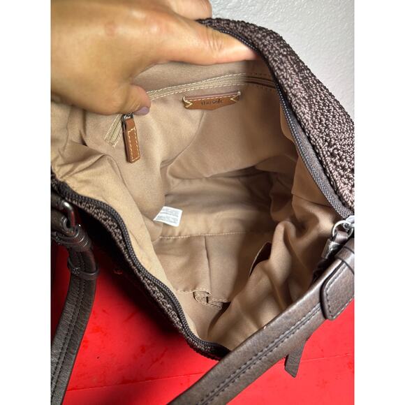 THE SAK SEQUOIA CROCHET HOBO COFFEE LEAF SHOULDER TOTE BAG PURSE MSRP $125 - Picture 8 of 9